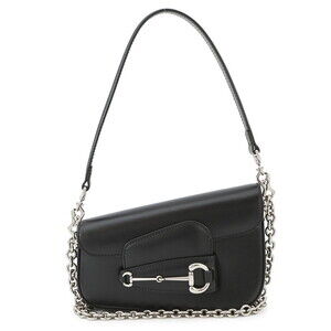 Gucci Shoulder Bag Horsebit Leather Handbag Black